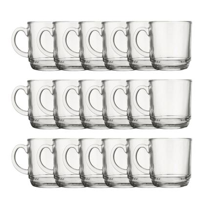 Imagem de Kit Canecas Chá Café Cappuccino Vidro Resistente 18 Peças 250ML