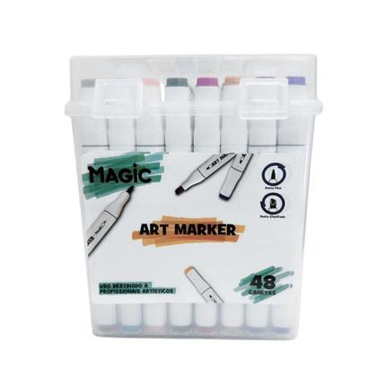 Kit Canetinhas Art Marker Ponta Dupla 48 Cores - Magic Kids