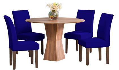 Imagem de Kit capa de cadeira com elástico mesa de jantar 6 peças malha grossa