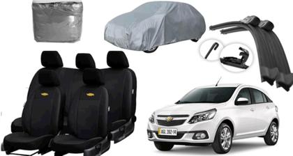 Imagem de Kit Capa de Couro Agile 2009-2016 + Capa de Cobrir + Limpador de Parabrisa para Todos os Climas