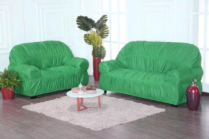Imagem de Kit Capa de Sofá 2 e 3 Lugares Retrô Tamanho Grande Elasticada Malha Gel Lisa