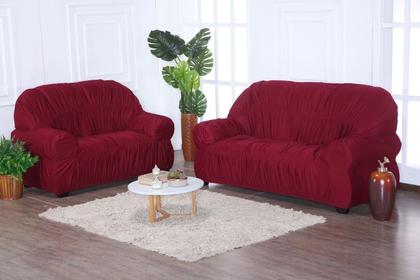 Imagem de Kit Capa de Sofá 2 e 3 Lugares Retrô Tamanho Grande Elasticada Malha Gel Lisa