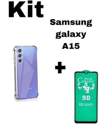 Imagem de Kit Capa Transparente + Película de Cerâmica para Samsung Galaxy A15