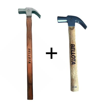 Imagem de Kit Carpinteiro Martelo 29mm Cabo Longo Super Pro Com Martelo 29mm Cabo Curto Bellota Cabeça Em Aço.