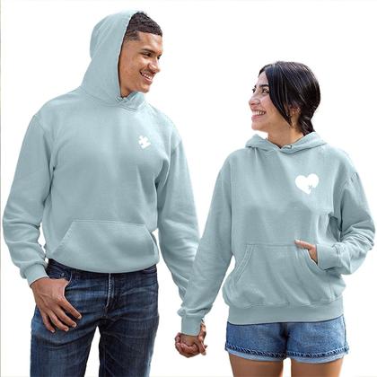 Imagem de Kit Casal Moletom 2 Blusas Canguru com Bolso e Capuz Quebra Cabeça