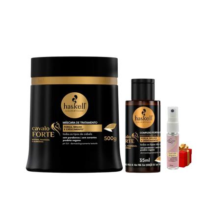 Imagem de Kit Cavalo Forte 1 Máscara 500ml 1 Complexo Fortalecedor 35ml Haskell + Presente Lourre 15ml