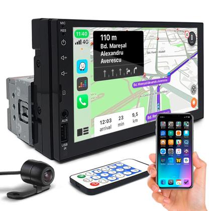 Imagem de Kit Central Multimídia 1 Din 7 Polegadas + Câmera Ré Corsa Classic 2012 2013 2014 2015 2016 Espelhamento USB Android Auto