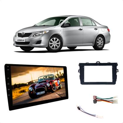 Imagem de Kit Central Multimídia 2 Din MP5 9 Polegadas HT-9000 Touch Bluetooth + Moldura Corolla 2008 a 2013 + Chicotes