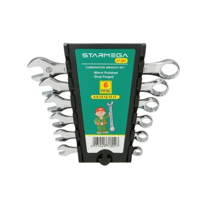 Imagem de Kit chave combinada 6 peças boca e estrela 6mm à 17mm manutencao oficina starmega