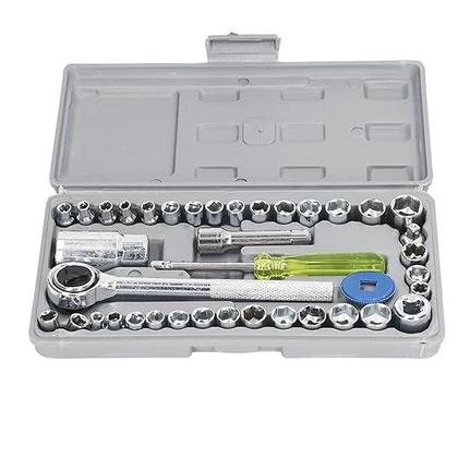 Imagem de Kit chaves catraca reversível soquetes sextavados 40 peças m