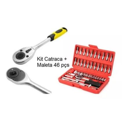 Imagem de Kit Chaves Reversível Soquetes 46 Peças + Chave Catraca 1/2