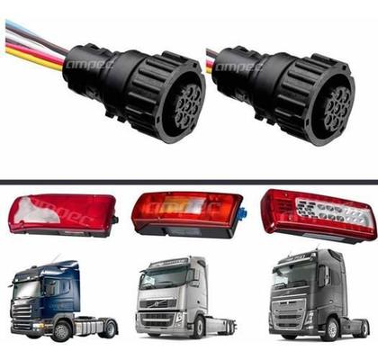 Imagem de Kit Chicotes Conectores Lanterna Scania S4 S5 Volvo Fh 12 13