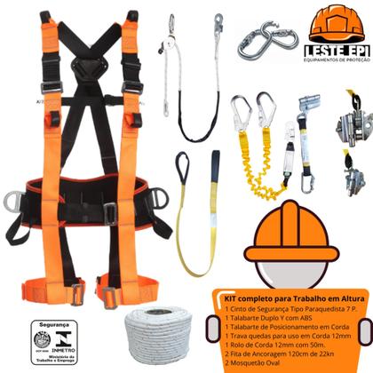 Imagem de Kit Cinto De Segurança Tipo Paraquedista 7 Pontos Completo Para Trabalho Em Altura.- C.A 46892