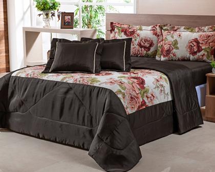 Imagem de Kit Cobre Leito Queen C/ Lençol e Fronhas Dupla Face 6 Peças Estampado e Liso