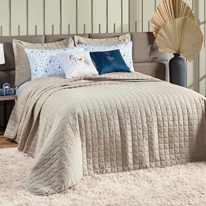 Imagem de Kit Colcha Matelassê Percal 300 fios Basic Casal 07 Peças 100% Poliéster - Bege Moon