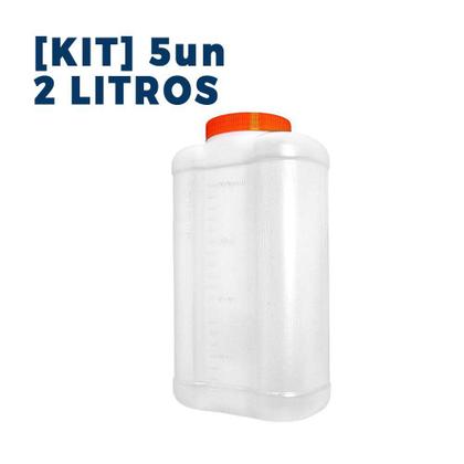 Imagem de Kit Coletor de Urina 24 Horas 2L  Translúcido  Com Tampa Laranja 5 UNIDADES