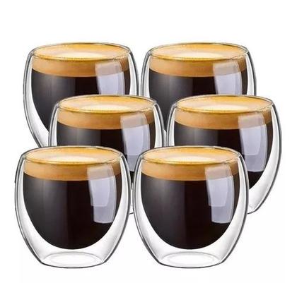 Imagem de Kit Com 06 Unidades Copos Vidro Borasilicato nespresso Duplo 100ml 