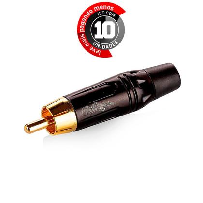 Imagem de Kit com 10 Conector RCA Linha Gold - Preto - Cirilo Cabos