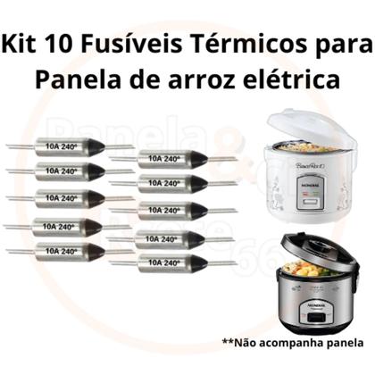 Imagem de Kit com 10 Fusíveis Térmicos para PANELA DE ARROZ ELÉTRICA 10A 240 GRAUS - Fusível