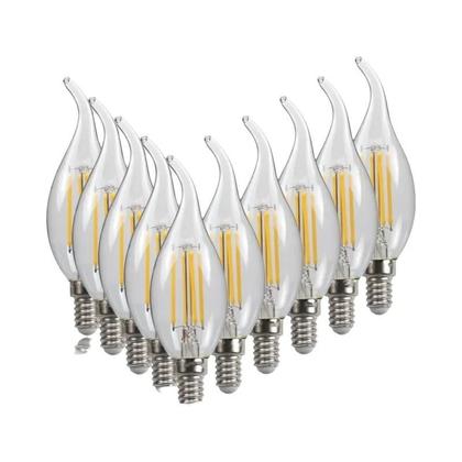 Imagem de Kit com 10 Lâmpadas LED E14 Filamento Vela - 4W/6W - Estilo Vintage Retro