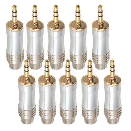 Imagem de Kit com 10 Plug Estéreo P2 - Metal Prata