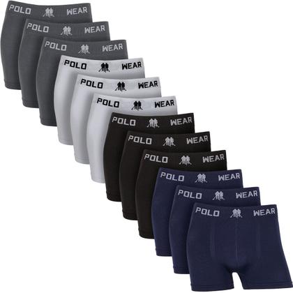 Imagem de Kit com 12 Cuecas Boxer Microfibra Poliéster Polo Wear