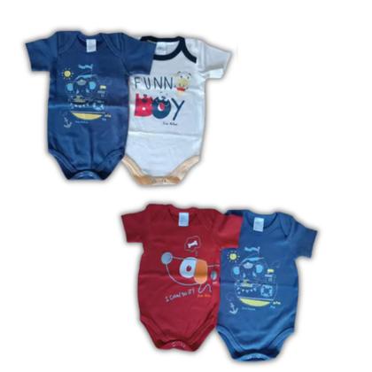 Imagem de Kit com 2 Body Manga Curta Menino Bicho Molhado Sortidos RN-XG