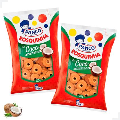 Imagem de Kit com 2 Pacotes de Rosquinhas Panco Sabor Coco 500g  Sabor e Qualidade para Deixar Seu Lanche Mais Gostoso
