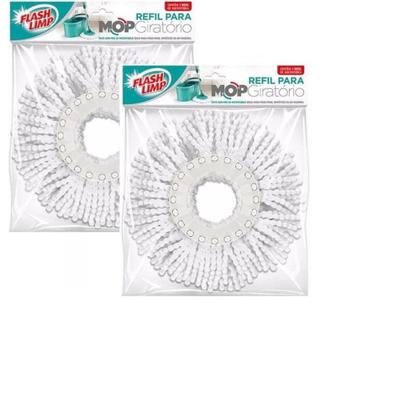 Imagem de Kit Com 2 Refil MOP Esfregão Giratório Lavável e 100% De Microfibra Flash Limp RMOP8210