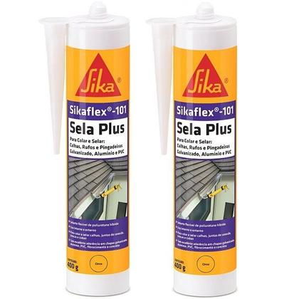 Imagem de Kit com 2 Selante Sikaflex 101 Sela PLUS 400G Cinza Sika