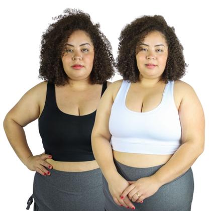 Imagem de Kit com 2 Top PLUS SIZE Feminino FItness academia esporte Dia-a-dia
