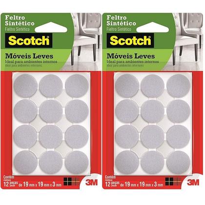 Imagem de Kit com 24 Feltro Adesivo Cadeira Redondo P 19MM SCOTCH 3M