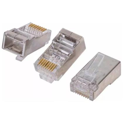 Imagem de Kit Com 250 Conectores Rj45 Macho, Cat6 Blindado