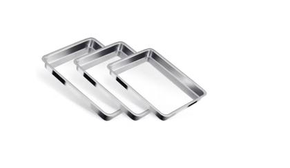 Imagem de Kit Com 3 Assadeira Forma Retangular Extra Alta Alumínio Polido Certificado IF 35 Tamanho 1, 2 E 3