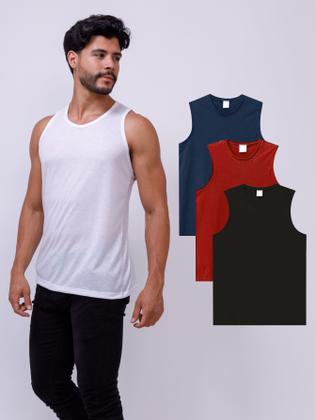 Imagem de Kit Com 3 Camisetas Regatas Masculina 100% Poliéster