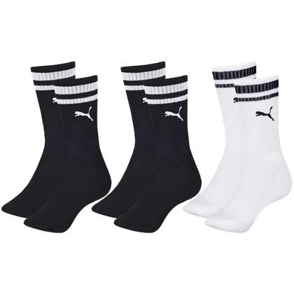 Imagem de Kit com 3 Pares de Meias Esportiva Listrada Modelo Cano Longo Puma Sport Calcanhar Verdadeiro Básic