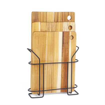 Imagem de Kit com 3 Tábuas de Corte Madeira TecaI e Suporte - Stolf