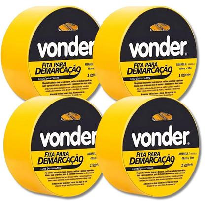 Imagem de Kit Com 4 Fitas Adesivas Para Demarcação 48mmx30m Amarela - Vonder