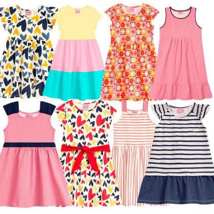 Imagem de Kit com 4 Vestidos Infantil de Verão Menina 1 ao 10 anos Barato