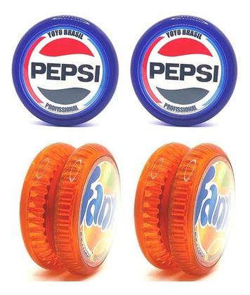 Imagem de Kit Com 4 Yoyos (ioio,yo-yo) De Rolamento Coca Pepsi Fanta