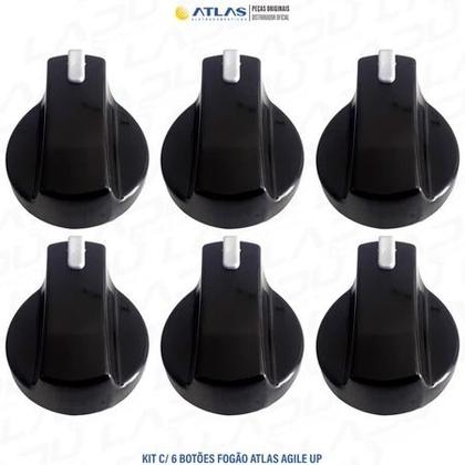 Imagem de Kit com 6 botões Manipulos para fogão Atlas Agile Up