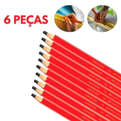 Imagem de Kit com 6 Lápis de Carpinteiro Profissional  Para Marceneiro e Pedreiro