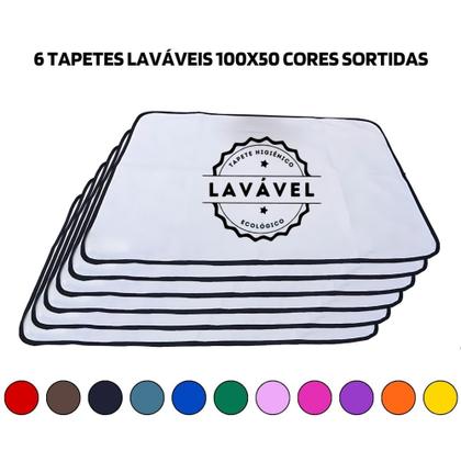 Imagem de Kit com 6 Tapetinhos Alta Absorção para Pets 100x70 Sortidos - 200 Lavagens - Ecológico