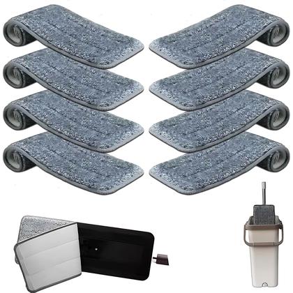 Imagem de Kit com 8 Refis de Mop Flat Microfibra  Alta Absorção e Compatível com Balde Lavagem Vertical