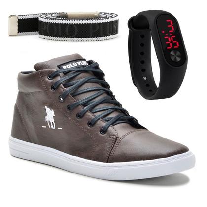 Imagem de Kit Com Tênis Cano Médio Polo Plus + Relógio Digital E Um Cinto