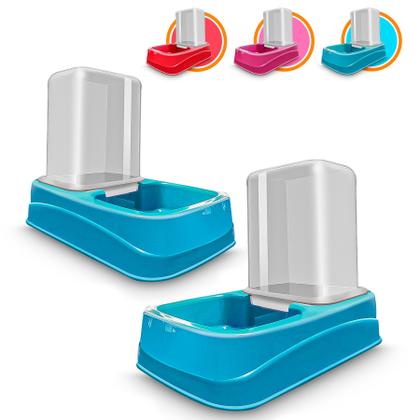 Imagem de Kit Comedouro Bebedouro Automático Cachorro Gato Pote Ração Água Flex 1,5 litros Uau Pet