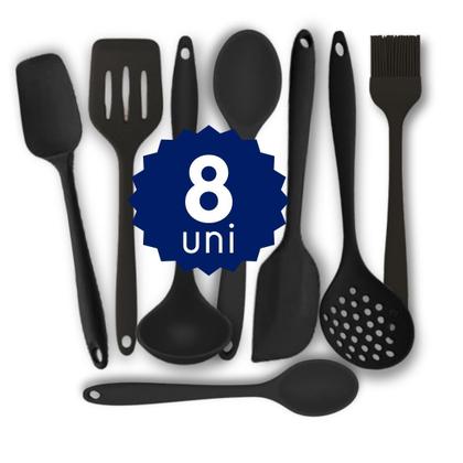 Imagem de Kit Completo Silicone Espátula Colher Concha Escumadeira Cozinhar sem Riscar Panelas