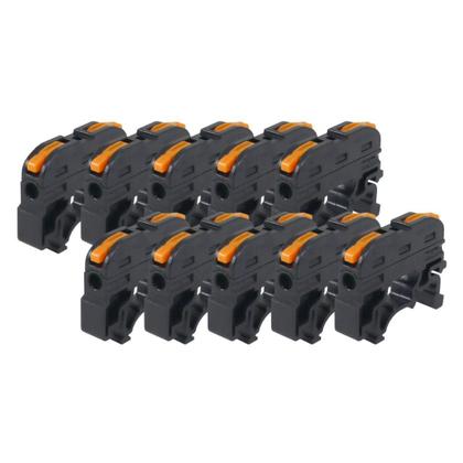 Imagem de Kit Conector Alavanca de Emenda KV121 1 Via 32A Trilho DIN Cabo 0,2-4,0mm² - Preto