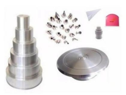 Imagem de Kit Confeiteiro (6 Formas + Bailarina + 22 Bicos + Adaptador + 3 Saco des. + Espátula 4 Funções)