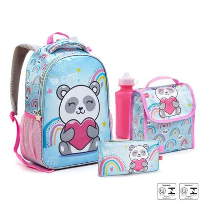 Imagem de Kit conjunto mochila infantil menina zoop animais